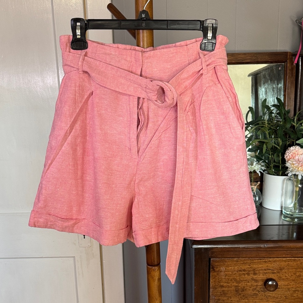 🌸 Dynamite Linen-Blend Belted Shorts — Size M